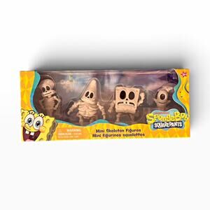 SpongeBob Skeleton Figures 4 Pack NEW Halloween Patrick Squidward Gary Spooky